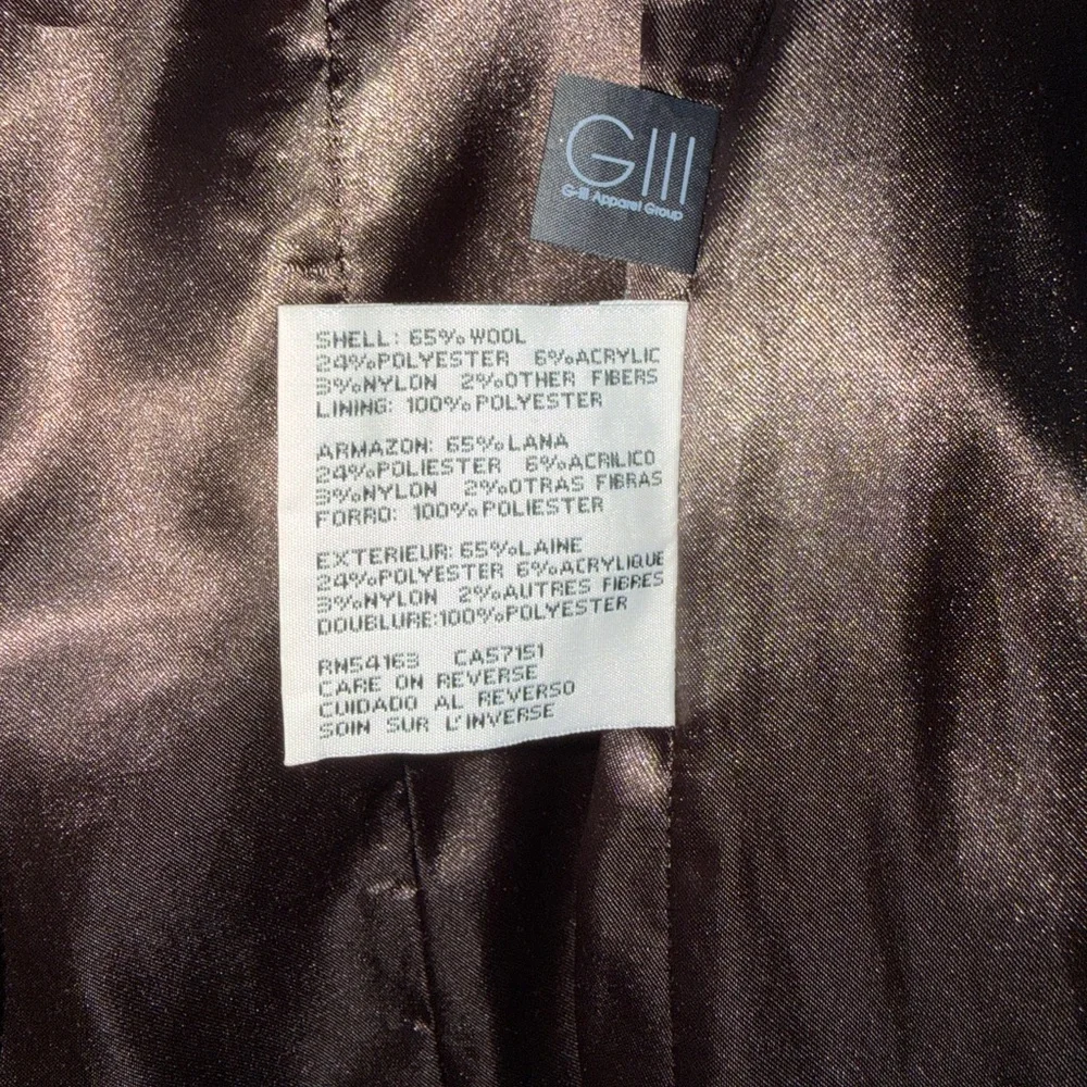 Kenneth Cole Dark Brown Wool Coat - Picture 5 of 6